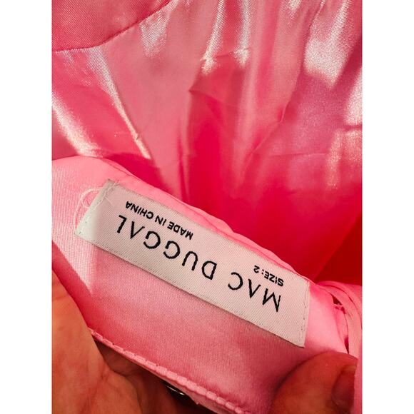 MAC DUGGAL Blush Pink Ruffle Tiered Cut-Out Back Lace Up Maxi Dress Size 2 NWT - Picture 9 of 12